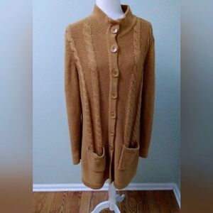 Chadwicks Knit Mock Neck Button Front Cardigan